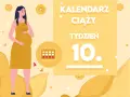 Kobieta w żółtej sukience, w 10 tygodniu ciąży. Kalendarz ciąży, tydzień 10.