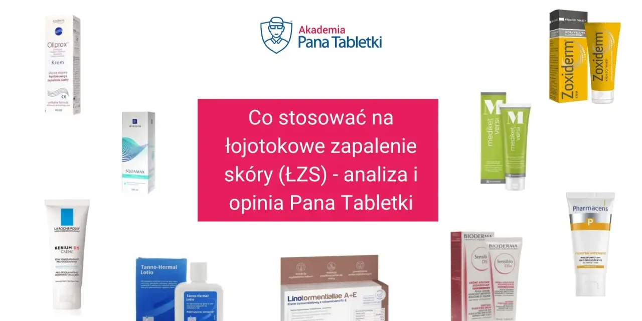 Kremy i preparaty na łojotokowe zapalenie skóry (ŁZS), takie jak Oliprox, Zoxiderm, Kerium DS, Sensibio DS+ i inne, jako lek na swędzenie skóry.