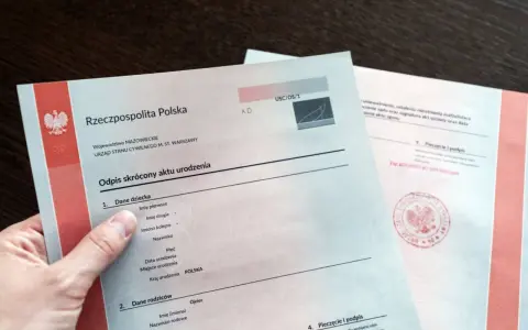 Odpis aktu urodzenia, niezbędny do wyrobienia PESEL dla noworodka. Dokument zawiera dane dziecka i rodziców.