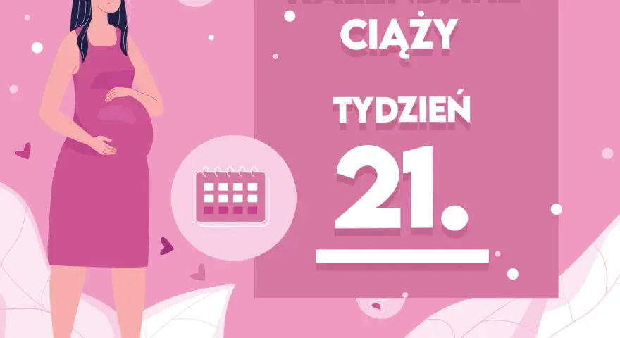 Kobieta w 21. tygodniu ciąży. Kalendarz ciąży przypomina, kiedy wybrać położną.