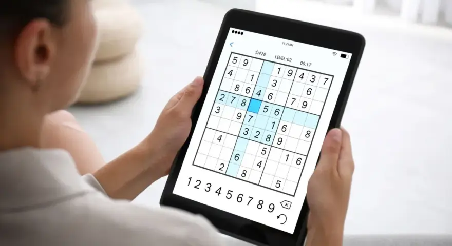 Grając w Sudoku na tablecie, uczysz się, jak zrozumieć matematykę. Rozwiązanie zagadki wymaga logiki i spostrzegawczości.